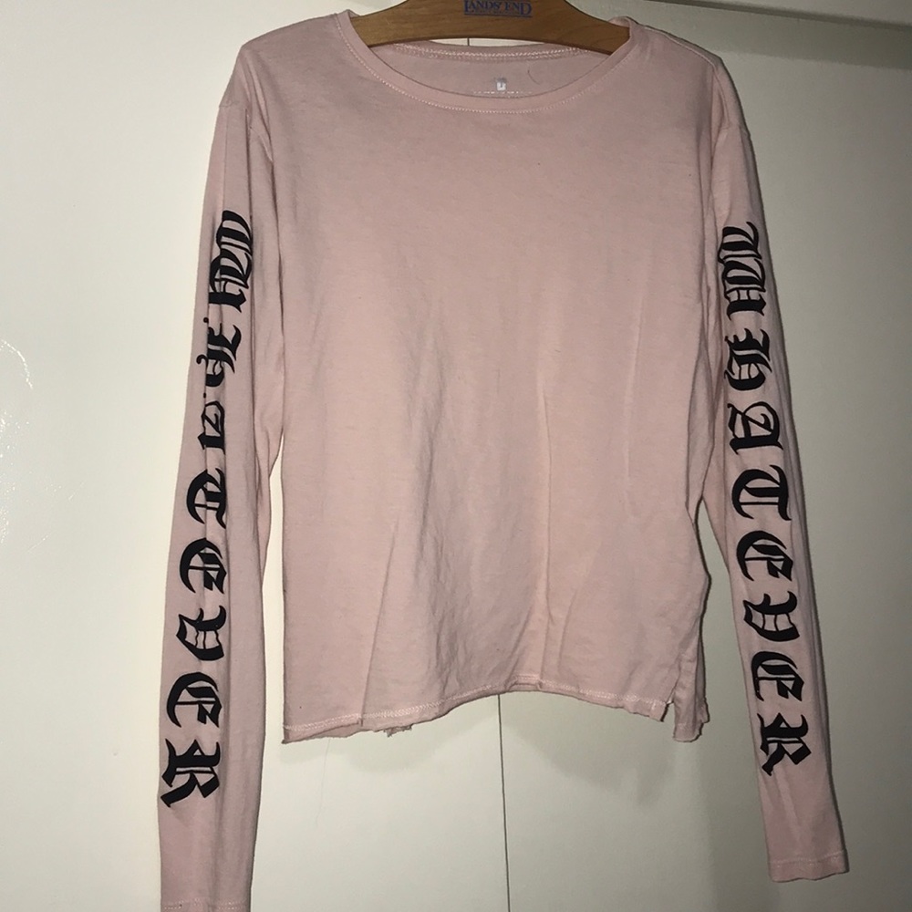 Black velvet WHATEVER Long Sleeve Crop Tee
